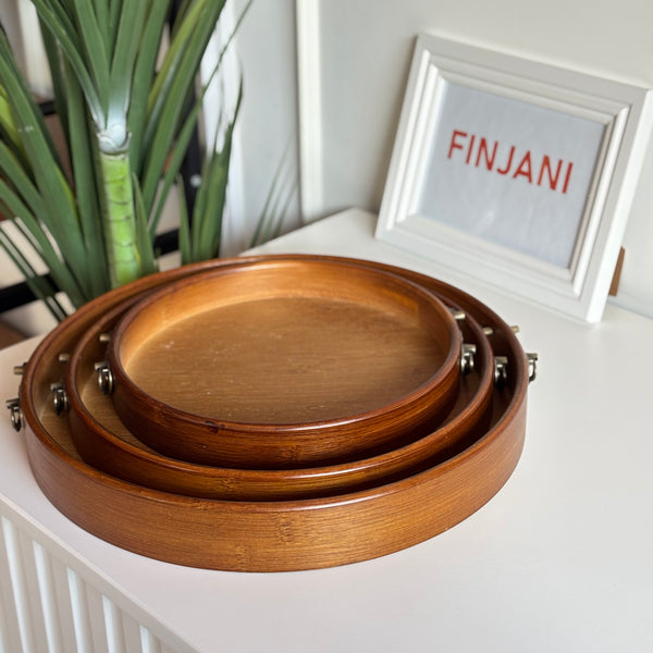 طقم صواني خشب دائري