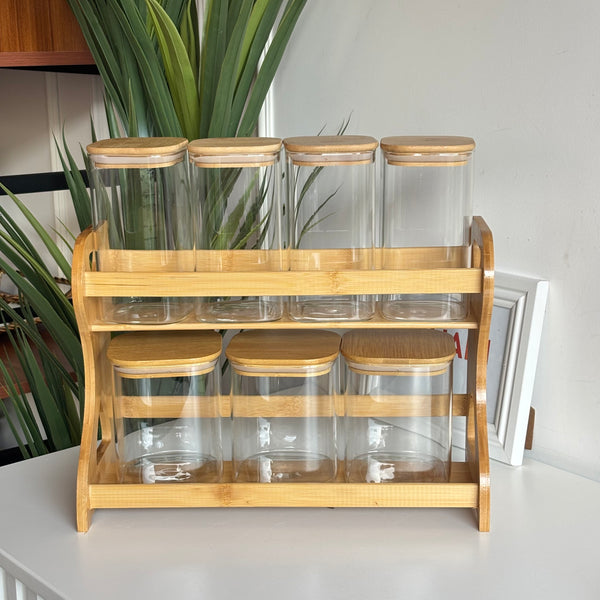 طقم مرتبانات بهارات زجاجي