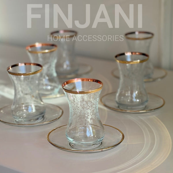 استكانات مورد مع ذهبي