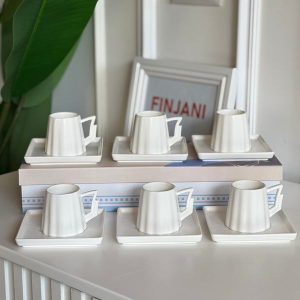 طقم فناجين شاي ونسكافيه ابيض