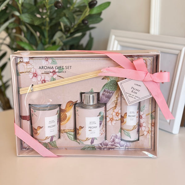 طقم شمع مع معطرات peony