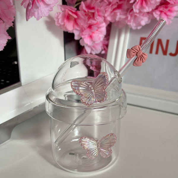 كاسة فراشة سادة مع غطاء وشلمونه