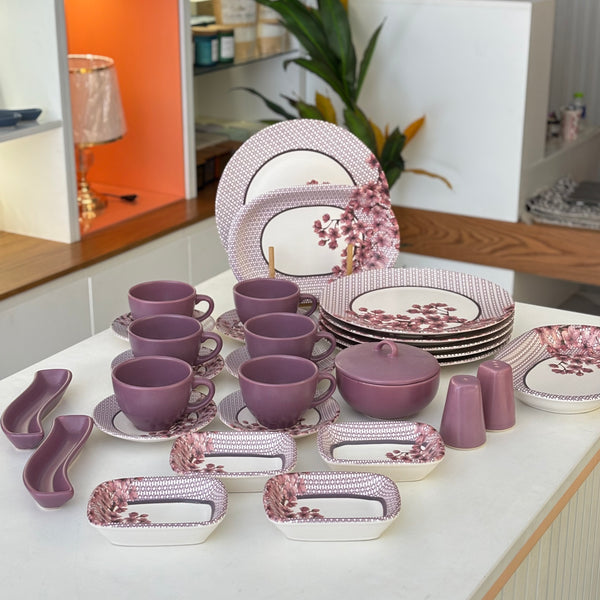 طقم فطور 30 قطعه مورد بنفسجي