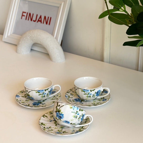 طقم فناجين قهوة مورد ازرق